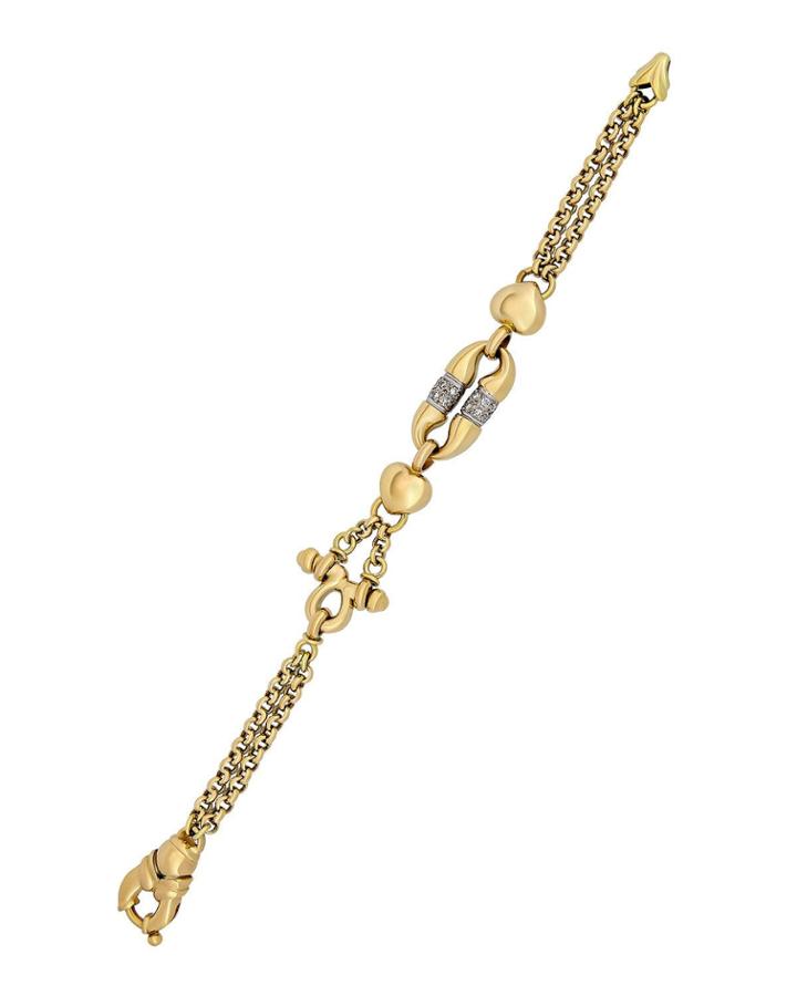 Estate Rossetti 18k Two-tone Diamond Heart-station Bracelet
