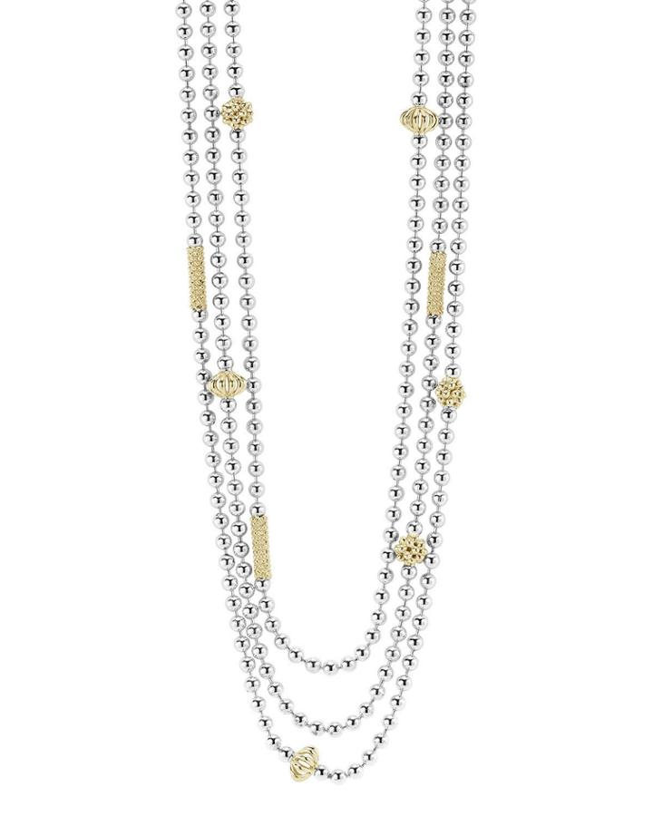 Icon Caviar Beaded 18k Ball Chain Necklace,