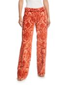 Flocked Wide-leg Pants