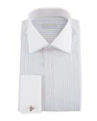 Men's Contrast Collar/cuff Striped Dress