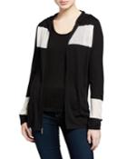 Zip-front Colorblock Cashmere-blend Hoodie Jacket W/