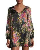 Maggie Floral-print Shift Dress, Black Pattern