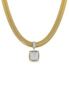 Spring Coil Cable & Pave Diamond Pendant Necklace, Yellow,