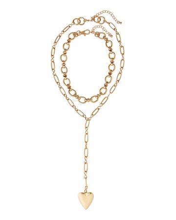 Chain & Heart Y-drop Necklaces,