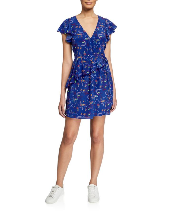 Madelena Printed Ruffle Wrap Dress