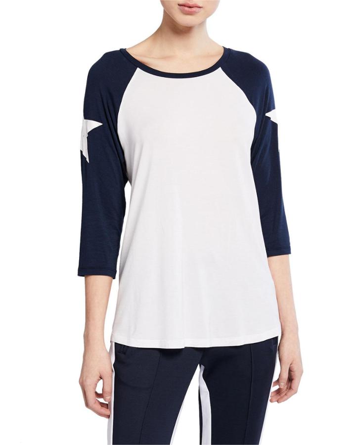 Star-print Raglan-sleeve Baseball Tee