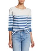 The Poolboy Striped 3/4-sleeve Cotton Top
