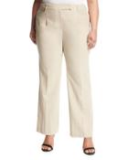 Bi-stretch Straight-leg Pants, Beige,