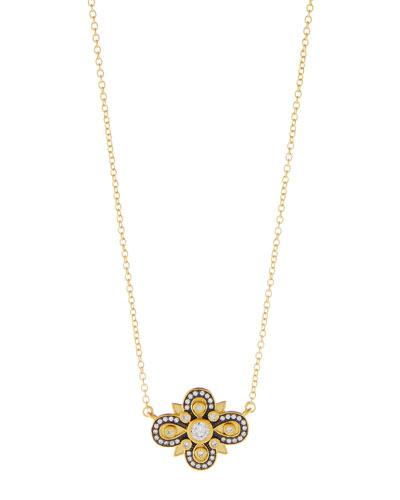 Embellished Horizontal Clover Pendant Necklace