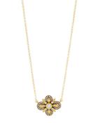 Embellished Horizontal Clover Pendant Necklace