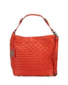 Frankie Quilted Leather Hobo Bag, Tangerine