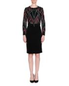 Zip-front Chevron Calf Hair Leather Jacket W/ Beading