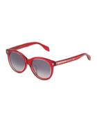 Havana Cat-eye Plastic Sunglasses, Red