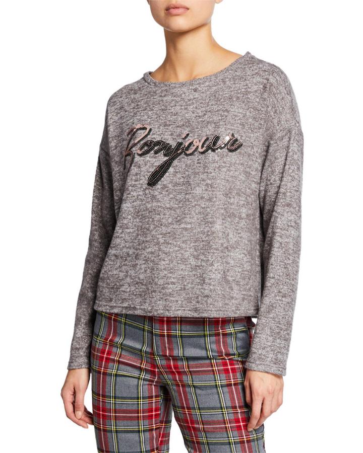 Sequined Bonjour Long-sleeve Top