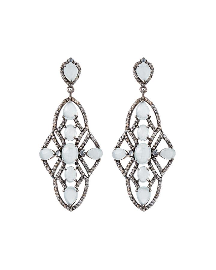 Aquamarine Diamond Pave Drop Earrings