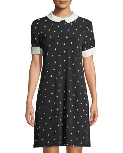 Collared Geometric-print Short-sleeve