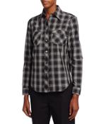Plaid Patch-pocket Shirt, Black/muslin