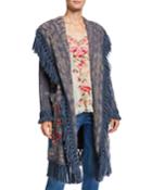 Plus Size Pfionah Hooded Long Fringe Jacket