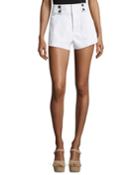 Utility Shorts With Button Detail, White