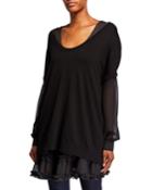 Knitted Sweater Cami Ruffle-hem Dress