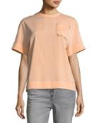 Fringe Pocket Silk Blouse,