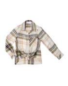 Frayed Tie-front Plaid Shirt,