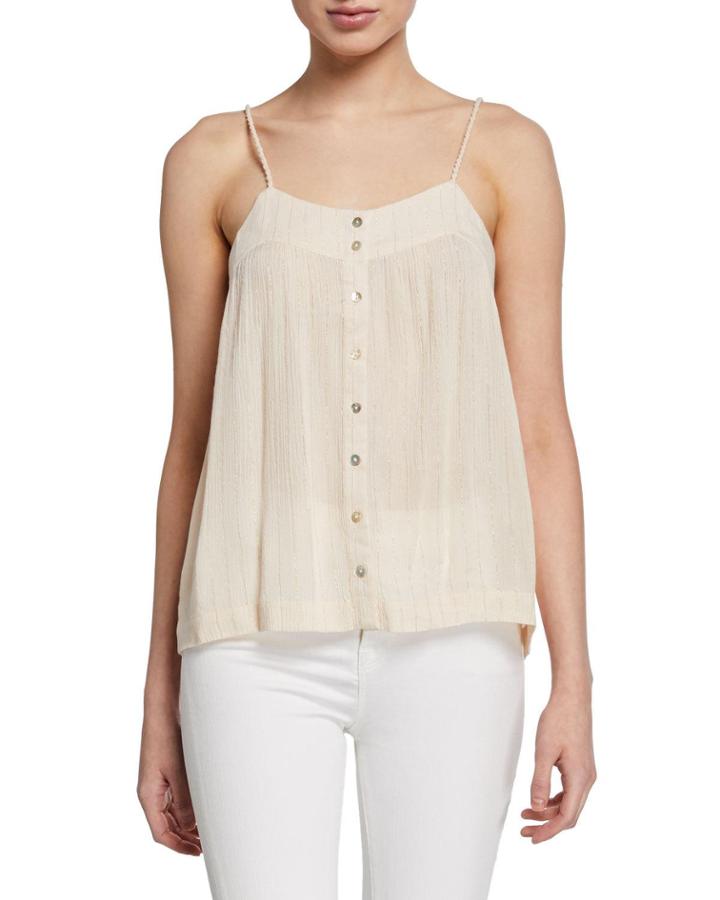 Metallic Button-front Tank