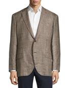 Check Soft Two-button Jacket, Brown