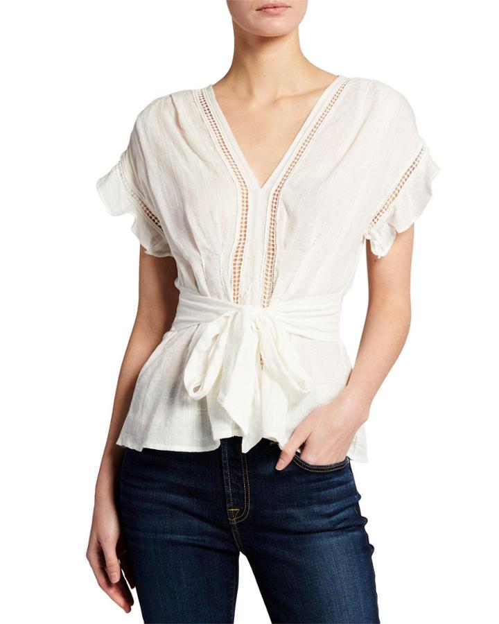 Ruffle-sleeve Peplum Top