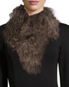 Adrienne Landau Curly Lamb Fur Clip Scarf, Taupe (brown), Women's