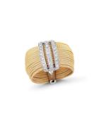 Multi-row Micro-cable Pave Diamond Band Ring, Yellow,