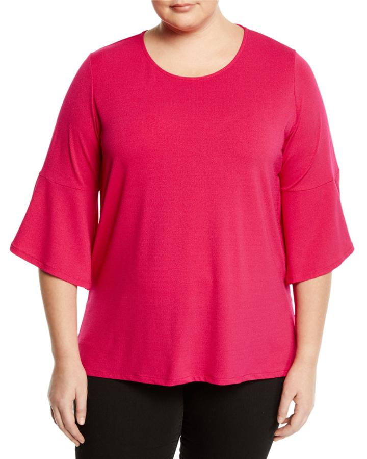 Bell-sleeve Crewneck Top,