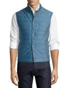 Quilted Cotton Pique Vest, Blue