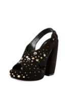 Crisscross Suede Embellished Platform