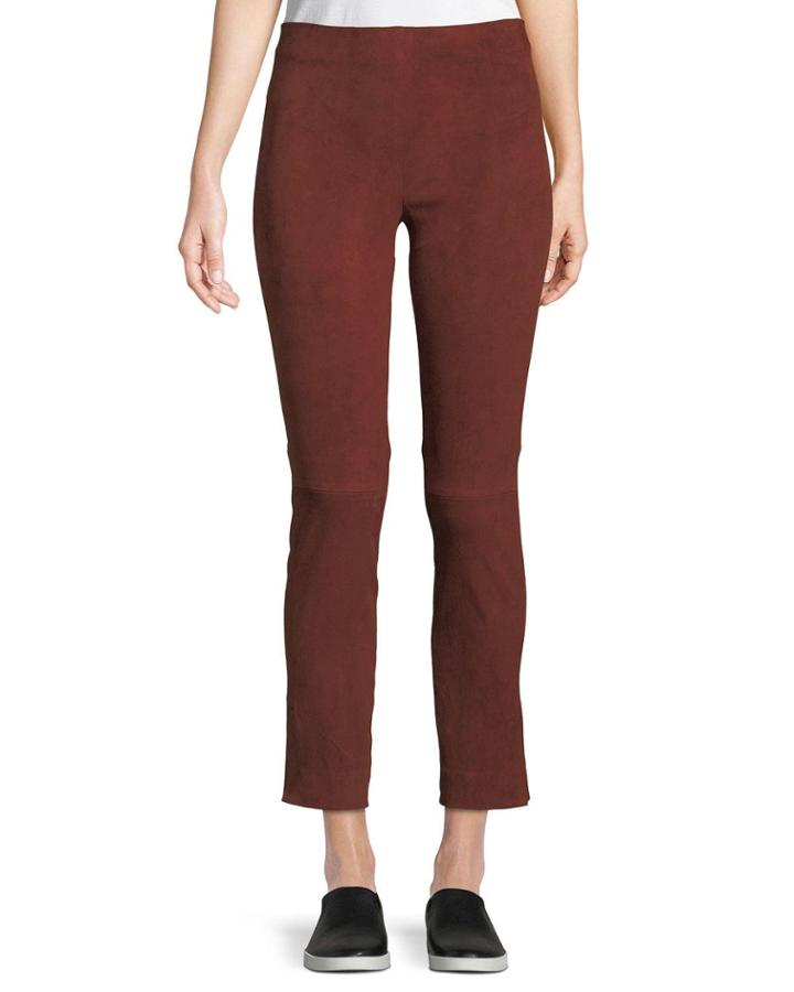 Stretch-suede Split Hem Crop Pants