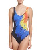 Kelly One-piece Swimsuit, Blue/orange