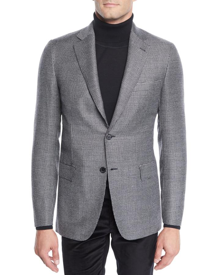 Men's Wool Two-button Check Jacket