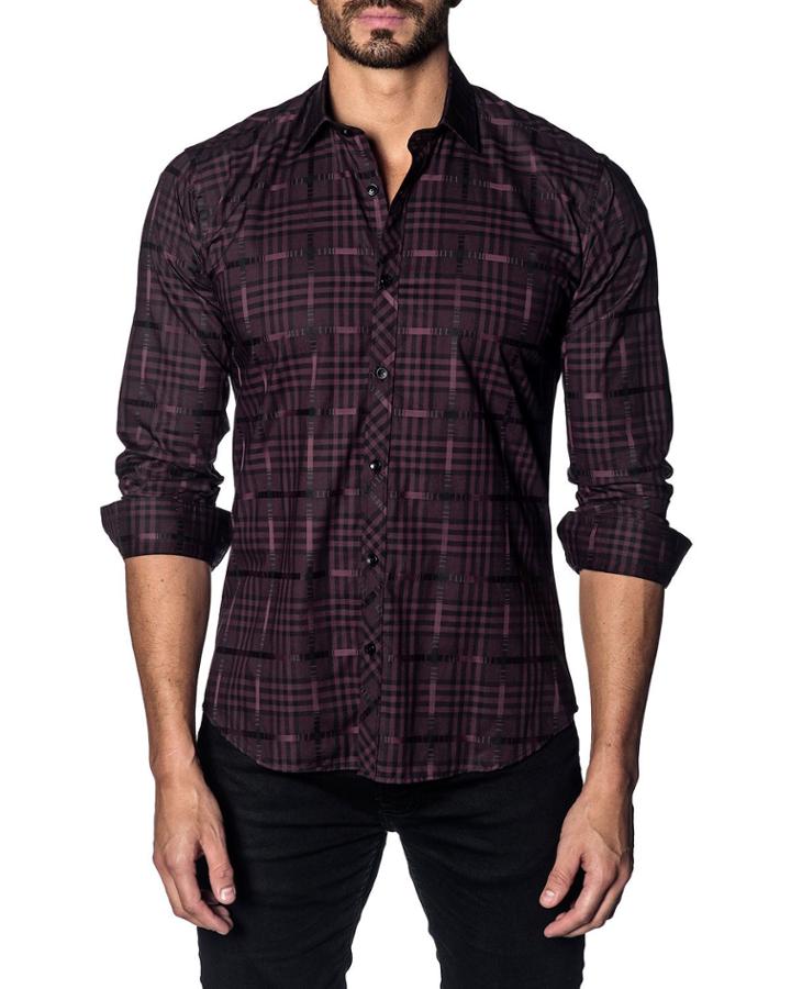 Men's Modern-fit Woven Check Long-sleeve