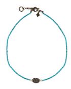Turquoise & Black Diamond Micro-beaded Necklace