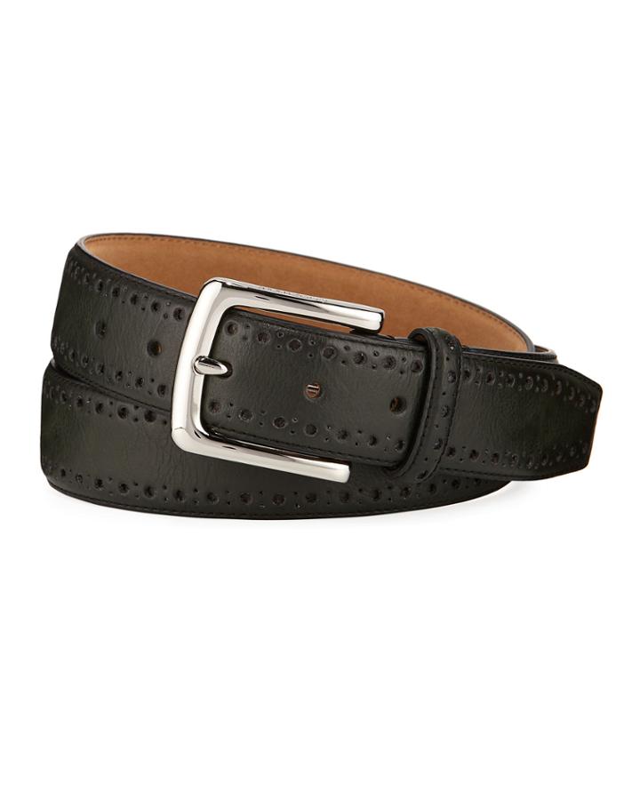 Men's Perforated-trim Dress Belt