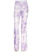 Tie-dye Leather Bell-bottom Pants, Wisteria
