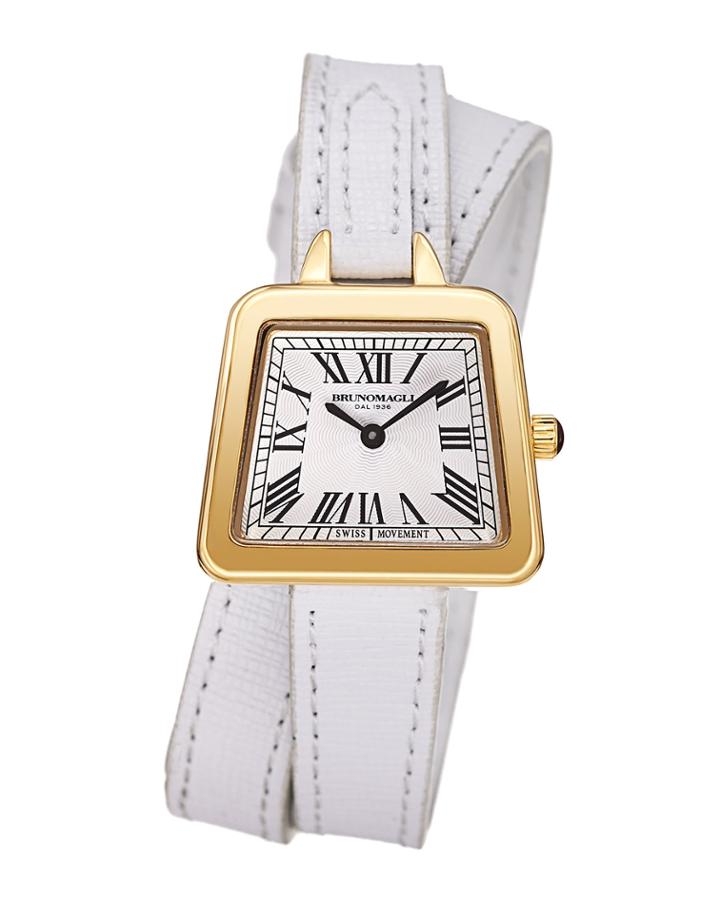 28mm Emma Trapezoid Double-wrap Watch, White/gold