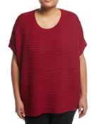 Relaxed Waffle-stitch Sweater, Red,