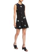 Sleeveless Dot-print Dress With Ruffle Hem