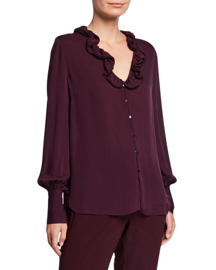 Azra Silk Button-down Long-sleeve Blouse