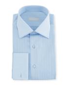Men's Striped French-cuff Dress Shirt With