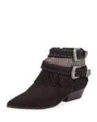 Myra Fringed Buckle Ankle Booties