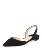 Rhea Suede Slingback Flat, Black