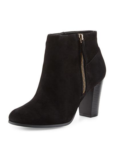 Davenport Suede Zip-up Bootie, Black