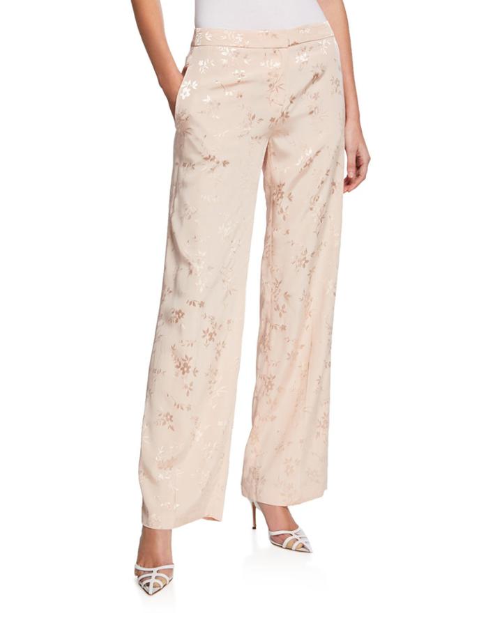 Floral High-rise Wide-leg Pants